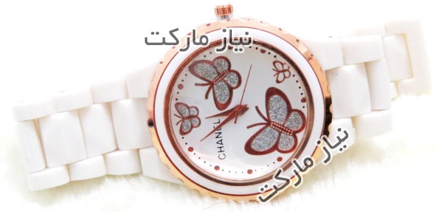 خرید ساعت زنانه دور مسی طرح پروانه نگین دار مارک شانل chanel 