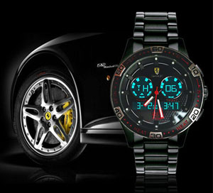  ساعت مچی مردانه 2 زمانه فراری Ferrari طرح اسپورت خرید به قیمت ارزان