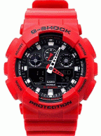 فروش ساعت کاسیو جی شاک دو زمانه قرمز casio g-shock ga-100